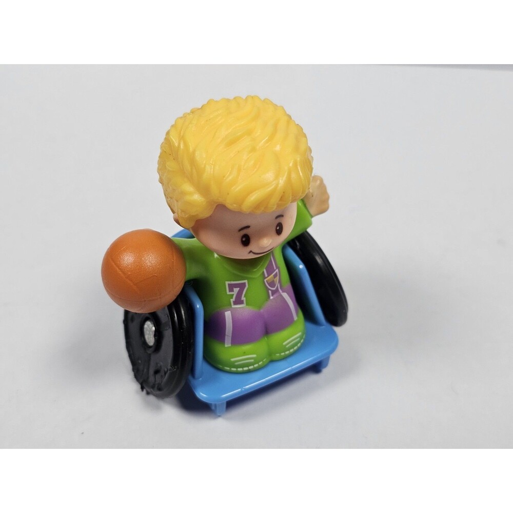 Fisher Price Little People Wheelchair Basketball Boy Figurine Toy 2"
